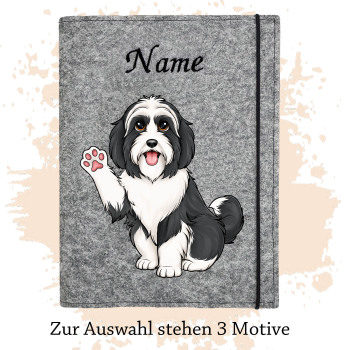 Dokumentenhülle für die Hunderasse Bearded Collie schwarz